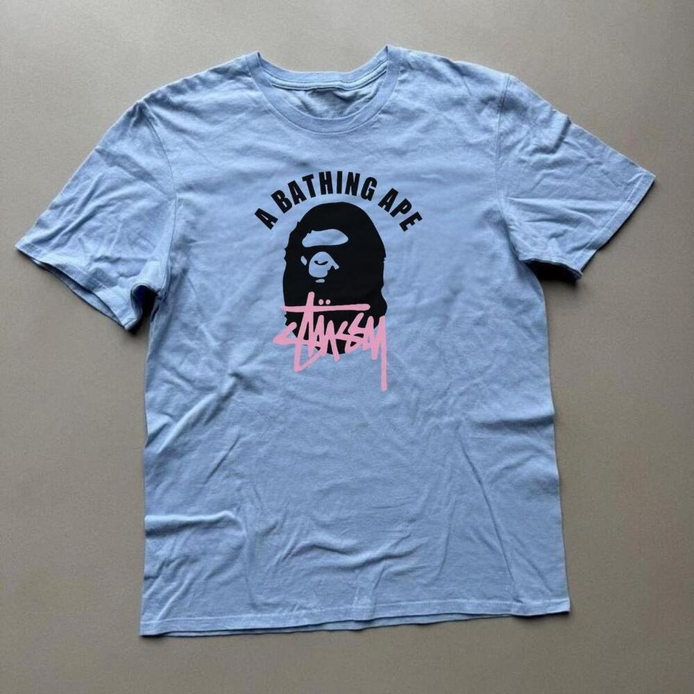Stussy X Bape Blue Tee